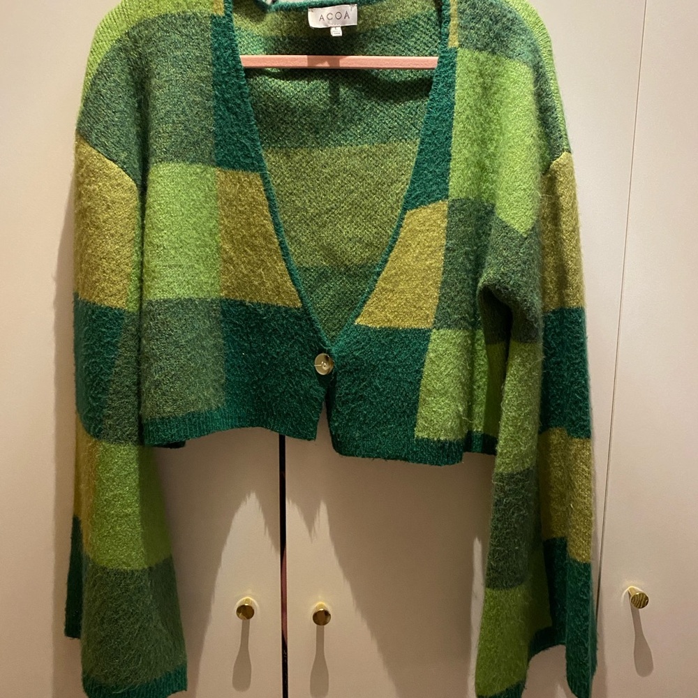 Green Plaid Women's Sweater